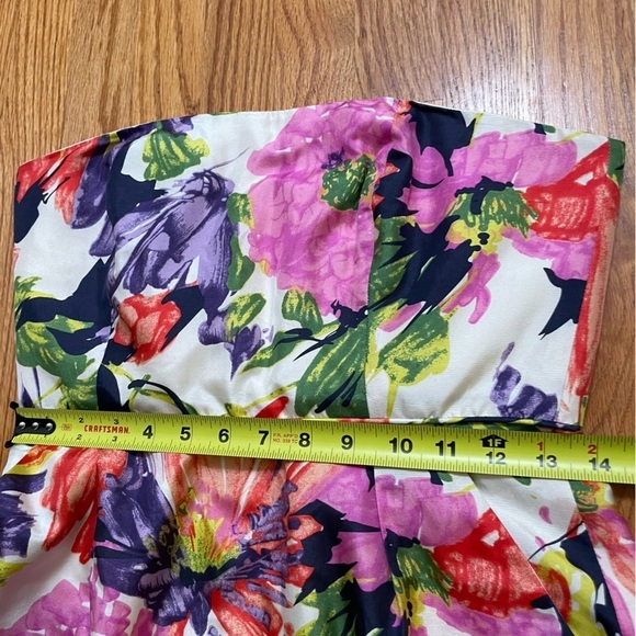 J. CREW 100% Silk Ella Garden Floral Sheath Lined Strapless Mini Dress Women's 4 - Picture 11 of 16